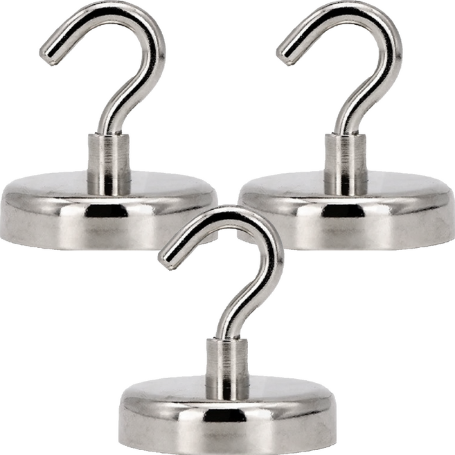 FANCY LIFE 超強力磁鐵掛勾 3.6cm, 不鏽鋼銀色, 3個