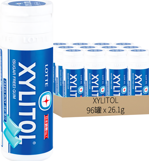 XYLITOL 木糖醇無糖口香糖 清新薄荷風味, 26.1g, 96罐