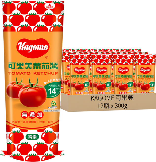 KAGOME 可果美 蕃茄醬, 300g, 12瓶