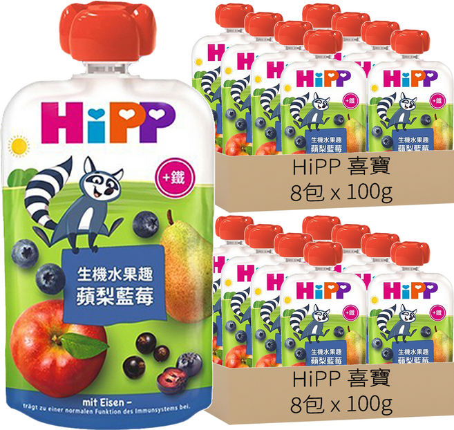 HiPP 喜寶 生機水果趣, 100g, 16包