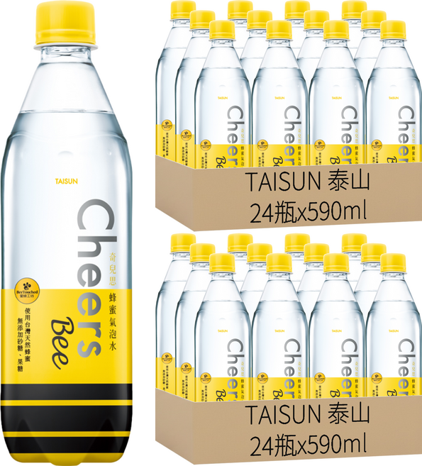 TAISUN 泰山 Cheers BEE 蜂蜜氣泡水, 590ml, 48瓶
