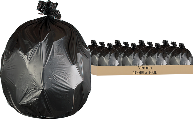 Verona 側邊加寬分類垃圾袋 黑色, 100個, 100L