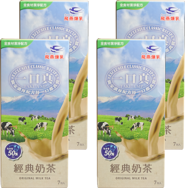 Swallow 飛燕煉乳 一口真 經典奶茶, 12g, 7包, 4盒