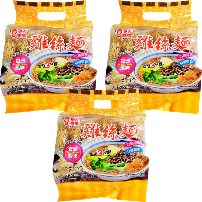譽方媽媽 香菇風味雞絲麵, 300g, 3袋