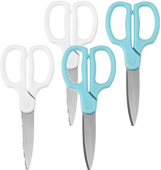 Tamsaa 圓柄剪刀 2入組, 2組, 白色, 藍色