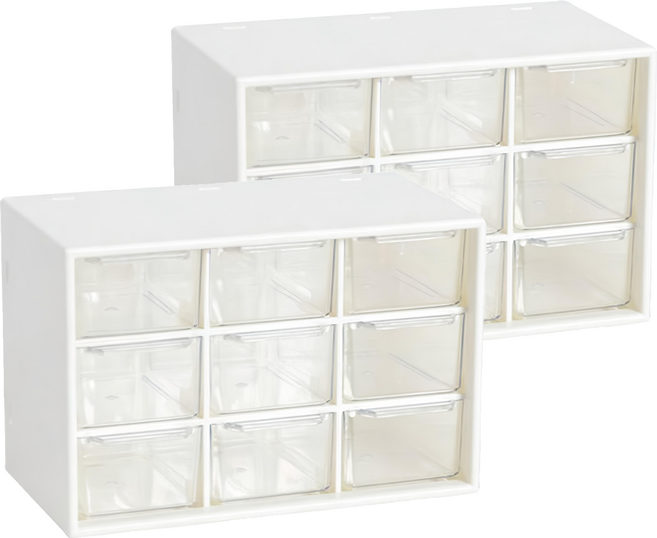 BangJiaShi 幫家適 九宮格透明抽屜收納盒, 透明色, 2個