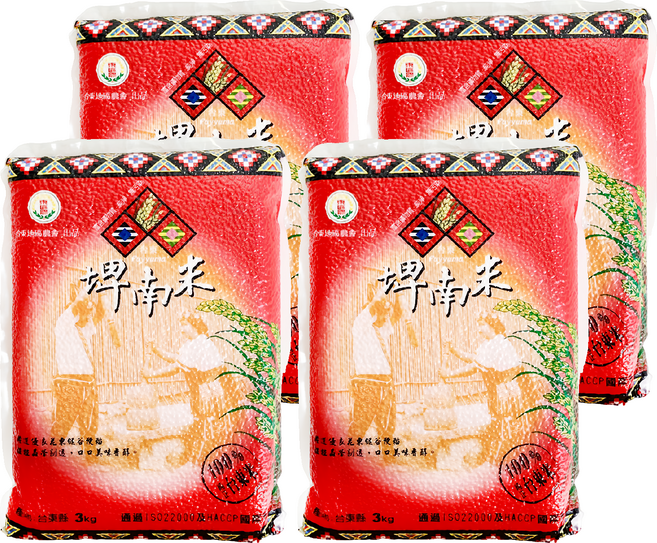 台東地區農會 埤南米, 4包, 3kg, CNS二等