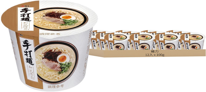 維力 手打麵 和風豚骨風味 碗裝 100g, 12入