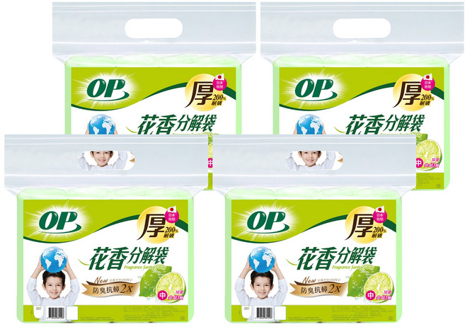 OP 花香分解袋 檸檬, 20L, 4包
