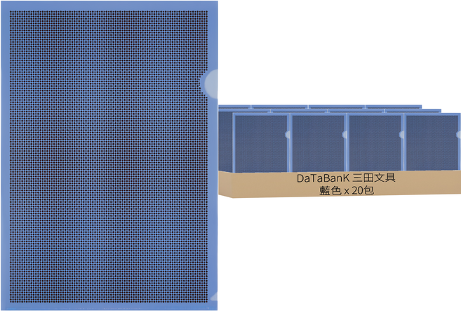 DaTaBanK 三田文具 A4加厚個資保密L型文件夾 E-310S 2個, 藍色, 20包