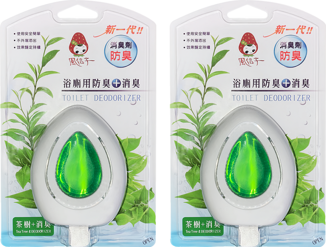 風信子 浴廁用消臭器 茶樹+消臭 安全使用簡單 效果穩定可持續, 12ml, 2個
