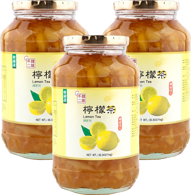 韓味不二 生檸檬茶 果醬, 1kg, 1罐, 3罐