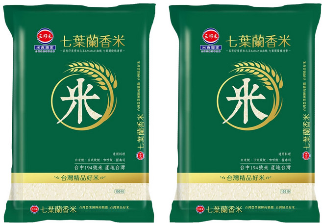 三好米 履歷七葉蘭香米 一等米, 1.5kg, 2包