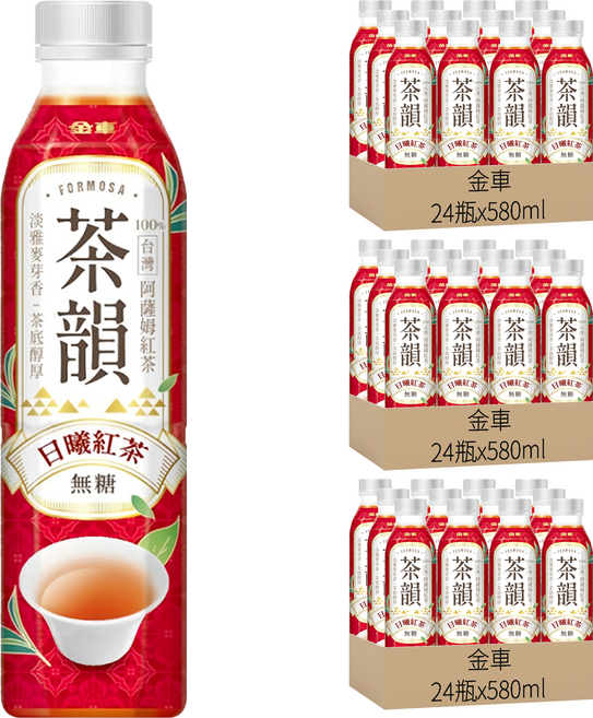 金車 茶韻 日曦紅茶, 580ml, 72瓶