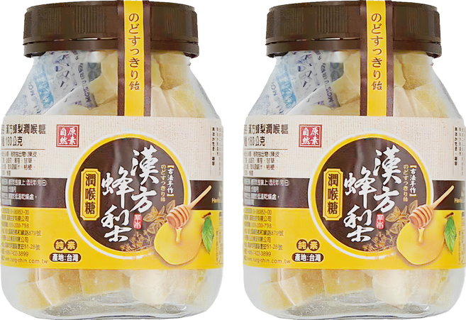 自然原素 漢方蜂梨潤喉糖, 180g, 2罐