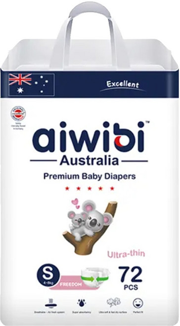 aiwibi 愛薇彼 零觸感瞬吸黏貼型尿布 4~8kg, S, 72片