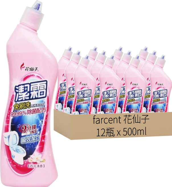 farcent 花仙子 潔霜免刷洗馬桶清潔劑 百花, 500ml, 12瓶