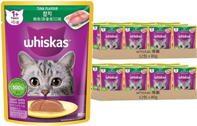 whiskas 偉嘉 妙鮮包, 鮪魚, 80g, 24個