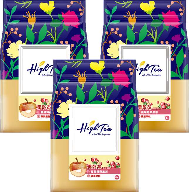 High Tea 伂橙 果乾茶 蔓越莓蘋果茶包 + 蘋果乾, 5g, 8包, 3袋