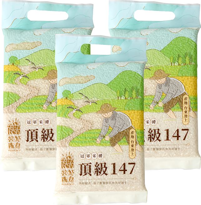 A GOOD BARN 共好糧倉 頂級147白米, CNS一等, 1kg, 3包