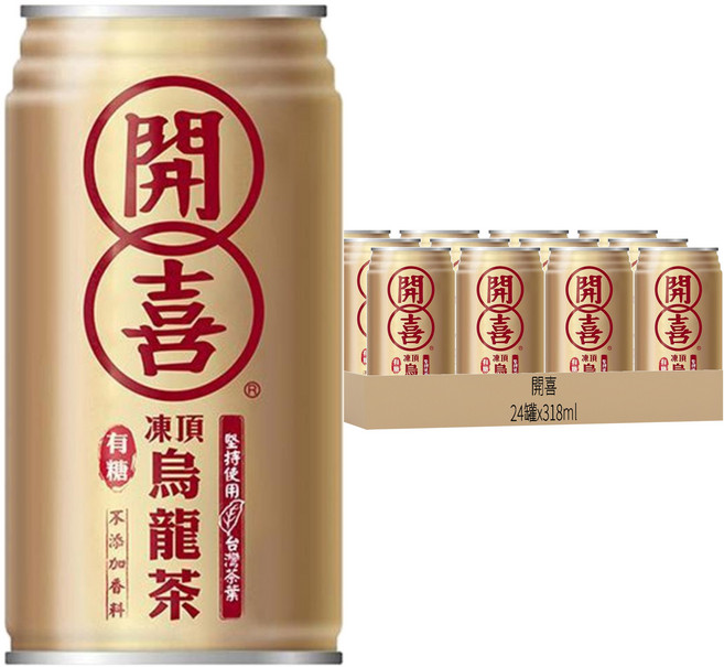 開喜 凍頂烏龍茶 有糖, 318ml, 24罐