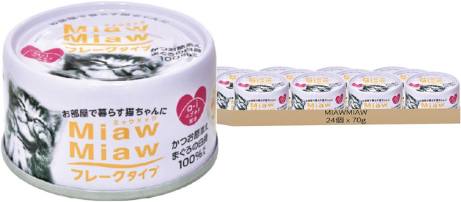 MIAWMIAW 妙喵 片狀貓罐頭, 鮪魚 + 柴魚, 70g, 24罐