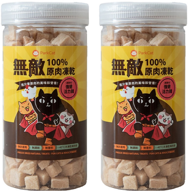 ParkCat 貓樂園 無敵100%原肉凍乾 高蛋白, 強健活力雞, 80g, 2罐