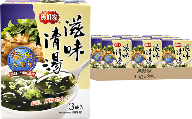 真好家 柴魚海帶嫩芽湯, 9包, 4.5g