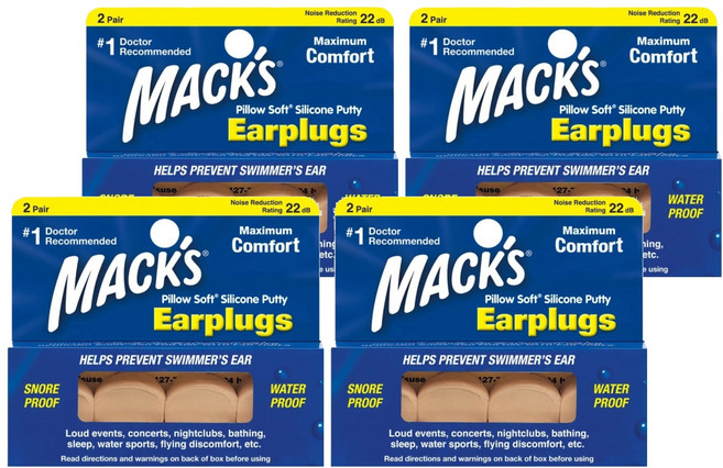 MACKS DREAMWEAR 美國 成人矽膠耳塞 膚色, 4個, 4盒