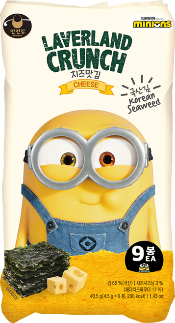 MANJUN 韓國小小兵海苔 起司口味, 1個, 40.5g