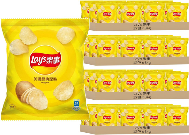 Lay's 樂事 美國經典原味洋芋片, 34g, 48包