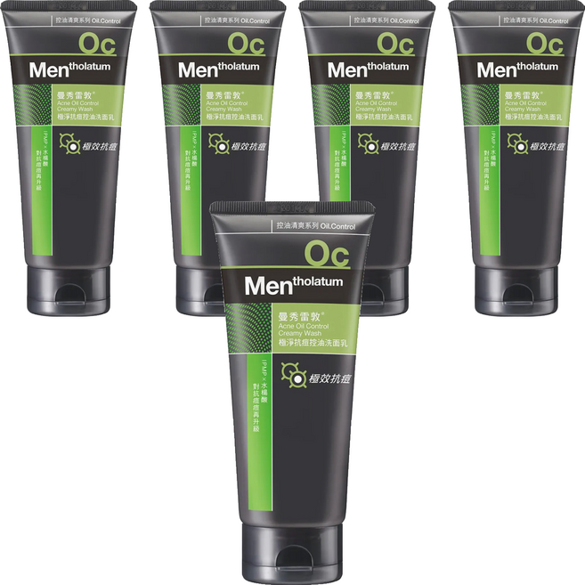 MENTHOLATUM 曼秀雷敦 台灣公司貨 極淨抗痘控油洗面乳, 100g, 5條