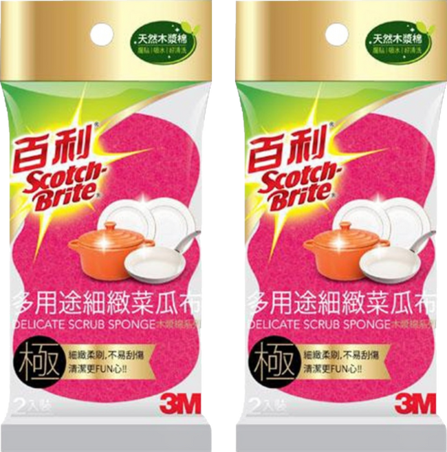 3M Scotch-Brite 百利 多用途細緻木漿棉菜瓜布, 2片, 2包