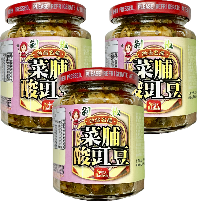 譽方媽媽 剁椒辣菜脯酸豇豆, 240g, 3罐