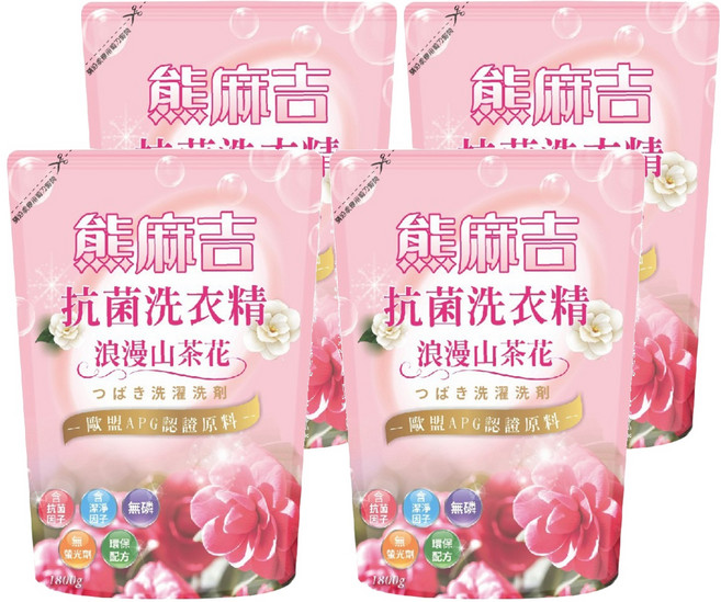 熊麻吉 抗菌洗衣精 補充包 浪漫山茶花, 1.8kg, 4包