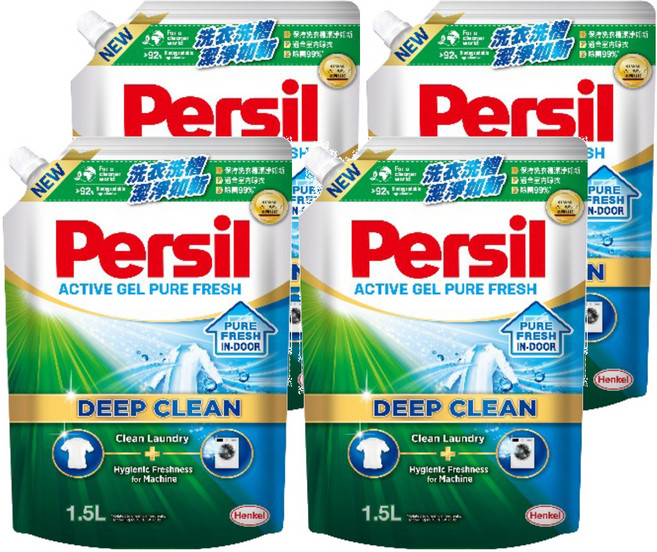 Persil 寶瀅 台灣公司貨 深層酵解洗衣凝露 補充包 室內晾衣, 1.5L, 1包, 4包