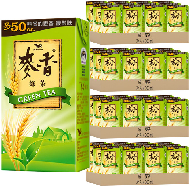 統一 麥香 綠茶, 300ml, 96入