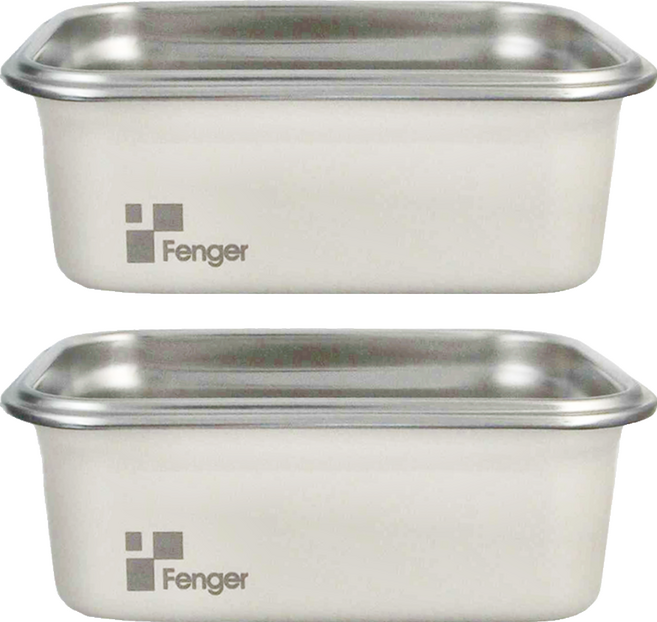 Fenger 可微波磨砂不鏽鋼保鮮盒, 1個容器 + 1個蓋子, 2個