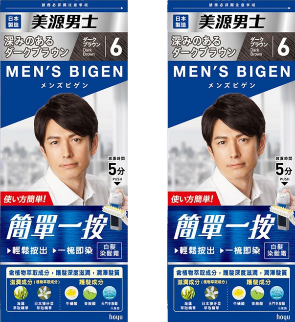 MEN'S BIGEN 美源男士 簡單一按染髮霜, 6 深棕色, 2組