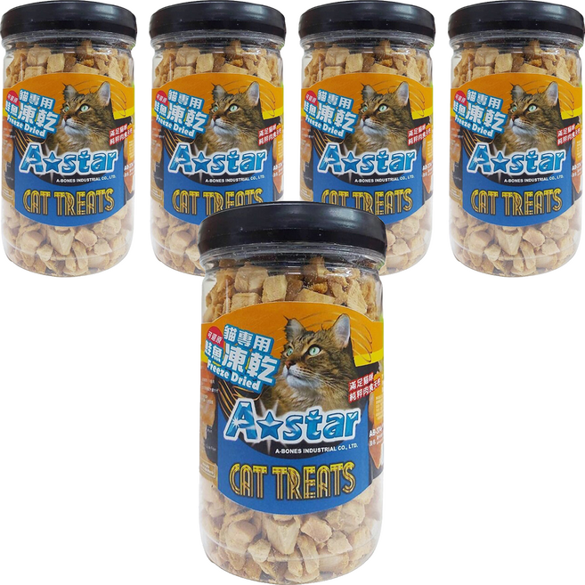 A star 貓專用可還原凍乾 酥脆口感、適口性佳, 鮭魚, 80g, 5罐