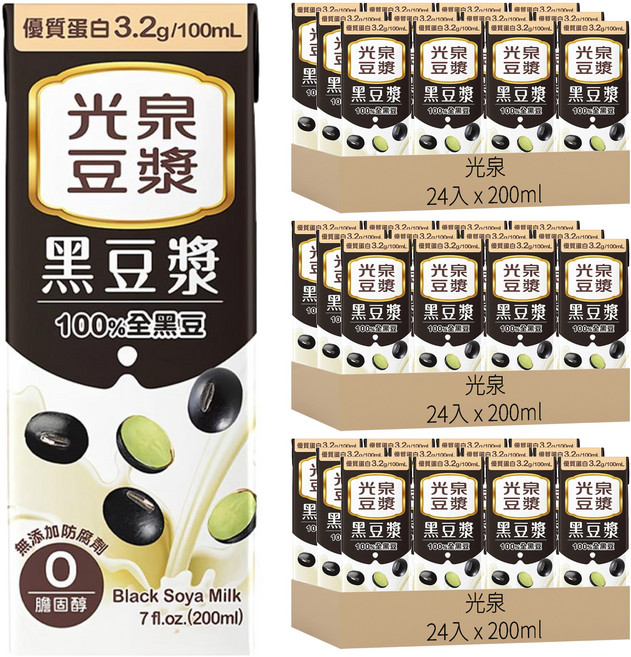 光泉 黑豆漿, 200ml, 72入