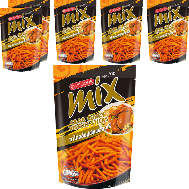 VFOODS Mix 餅乾條 咖哩螃蟹味, 60g, 6包