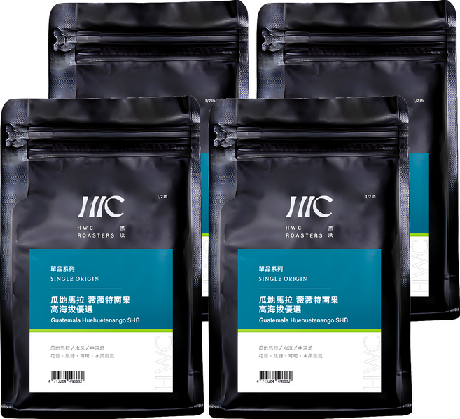 HWC 黑沃咖啡 單品系列 瓜地馬拉 薇薇特南果 高海拔優選咖啡豆, 227g, 4包