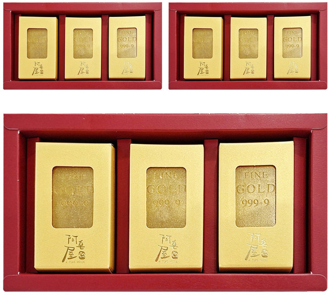 A TSAO HOUSE 阿皂屋 紅禮藏金 開運金條檀香手工皂3入禮盒 附提袋 手工皂80g x 3個, 3盒