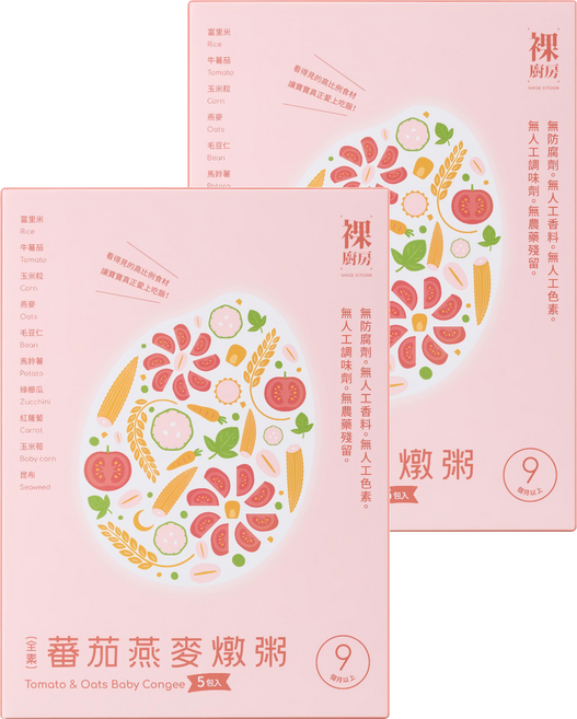 裸廚房 大寶寶粥 蕃茄燕麥 5包, 800g, 2盒