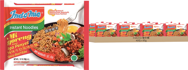 Indomie 營多麵 Iga Penyet 牛肋骨風味香辣炒麵 獨立醬包設計, 40包