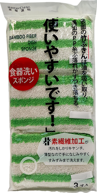 潔屋選物 日式竹纖維清潔棉3入, 綠色 + 白色, 3個, 1包
