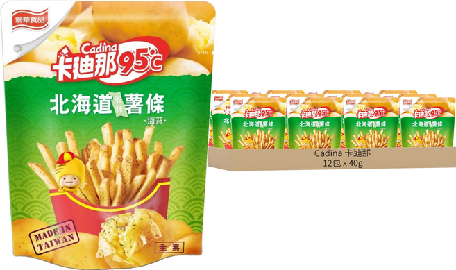 Cadina 卡迪那 95度c北海道薯條 海苔, 12包, 40g