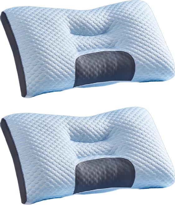 HONDONI 日式SPA按摩枕 記憶護頸止鼾枕 SPA2-BL 74 x 48cm 涼感夏日冰絲款, 2個