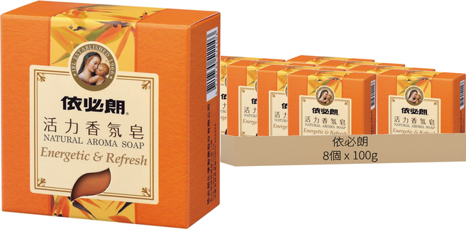 依必朗 活力香氛皂 玻尿酸保濕配方 植物萃取 無防腐劑和酒精 柑橘海洋調香氣, 100g, 8個